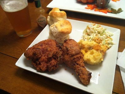 Apple brined fried chicken
